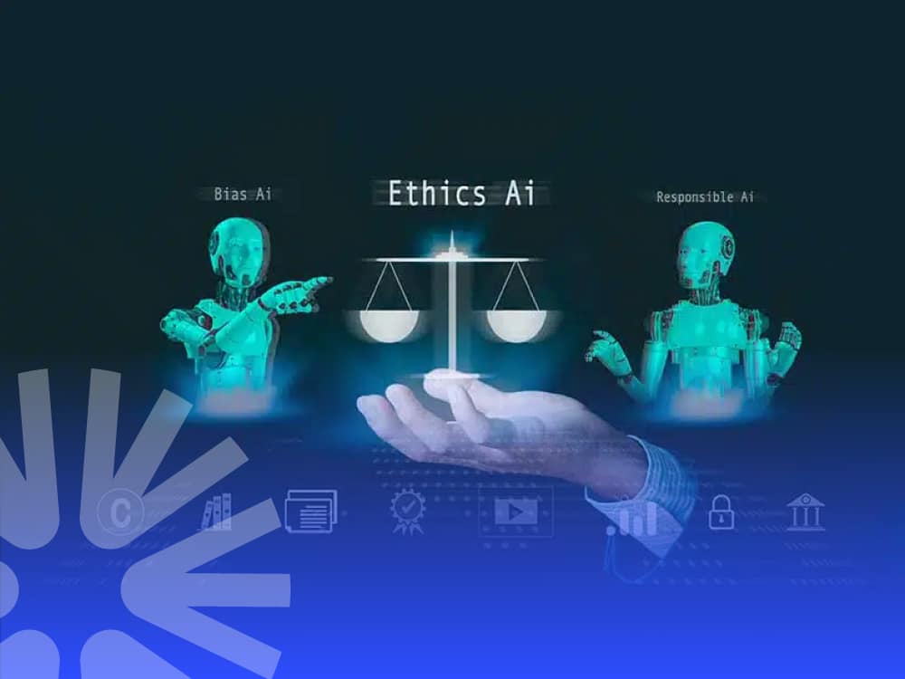 ai ethics man holding justice scale